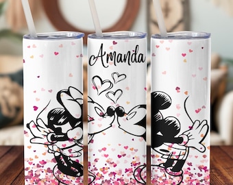 Gobelet pour couple Saint-Valentin, Mickey et Minnie Kiss (acier inoxydable 20 oz)