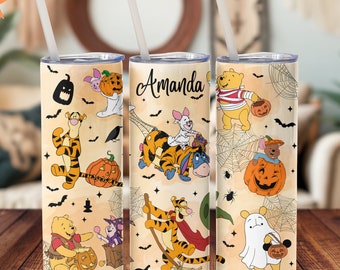 Custom Halloween Disney Pooh And Friends Tumbler, Disney Pooh Bear Tumbler, Pooh Bear Gifts, Disney Family Vacation, Disney Winnie The Pooh