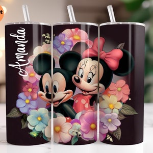 Disney Valentine Couple Tumbler, Mickey and Minnie Tumbler, Valentines day mugs, Love Flower Tumbler, Disneyworld Gift, Valentines day gift
