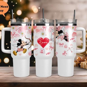 Custom Valentine Mickey Mickey Tumbler 40oz, Valentines gift, Disney Couples gift, Mickey Minnie Tumbler, Couple Gifts, Valentines day mugs