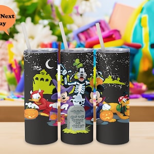 Vaso de Mickey y amigos de Halloween, Vaso de esqueleto de Disney, Copa Mickey de Halloween, Vaso de calabaza, regalo de Halloween, fiesta de Halloween de Disney