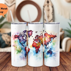 Weltkarte Becher, Reise Becher Geschenke, Geschenke für Reisende, Reise Zitate, Welt Becher, Reisegeschenke, Karte Becher, Reise Reise Becher