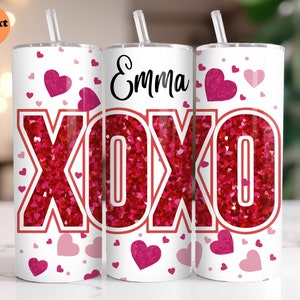 Benutzerdefinierte Valentinstag Becher, XOXO Liebe Becher, niedlicher rosa Herz Becher, Romantisches Geschenk, Geschenk für Paare, Valentinstag Becher, Geschenk für ihn