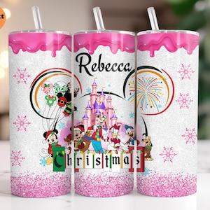 カスタムクリスマスミッキーと仲間たちのキャッスルタンブラー、ディズニーランドタンブラー、クリスマスディズニータンブラー、ディズニータンブラー、ディズニーバケーション、クリスマスパーティーカップ
