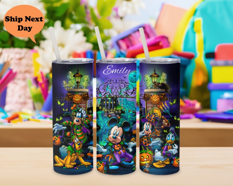 Personalized Tumbler, 20oz Disney Halloween Mickey Mouse Kids Cup, Custom Design image 3