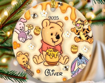 Op maat gemaakt Winnie de Poeh-baby's eerste kerstornament (2025)
