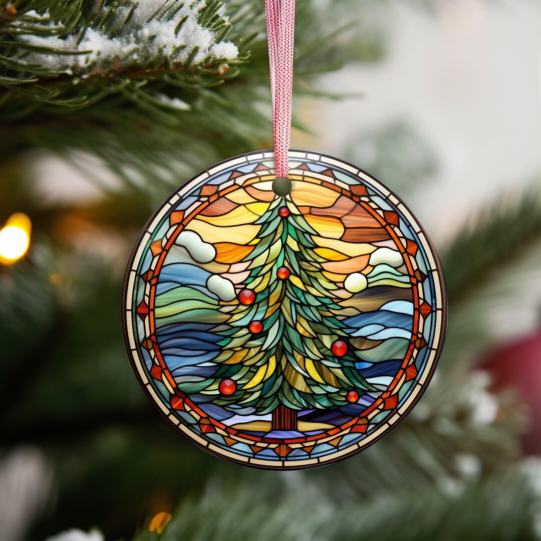 Stained Glass Look Christmas Tree Ornament - Holiday Decor Gift - Etsy