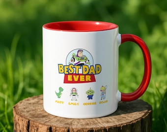 Taza personalizada de Toy Story, con los nombres de los hijos de papá, regalo para el Día del Padre.