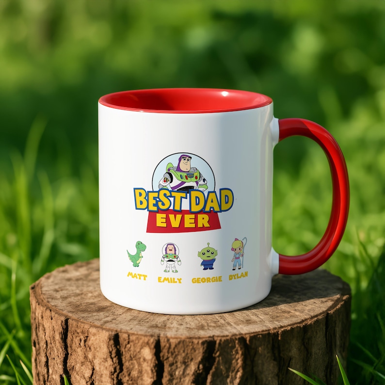 Personalized Toy Story Mug, Dad Custom Kids Names, Father's Day Gift image 1