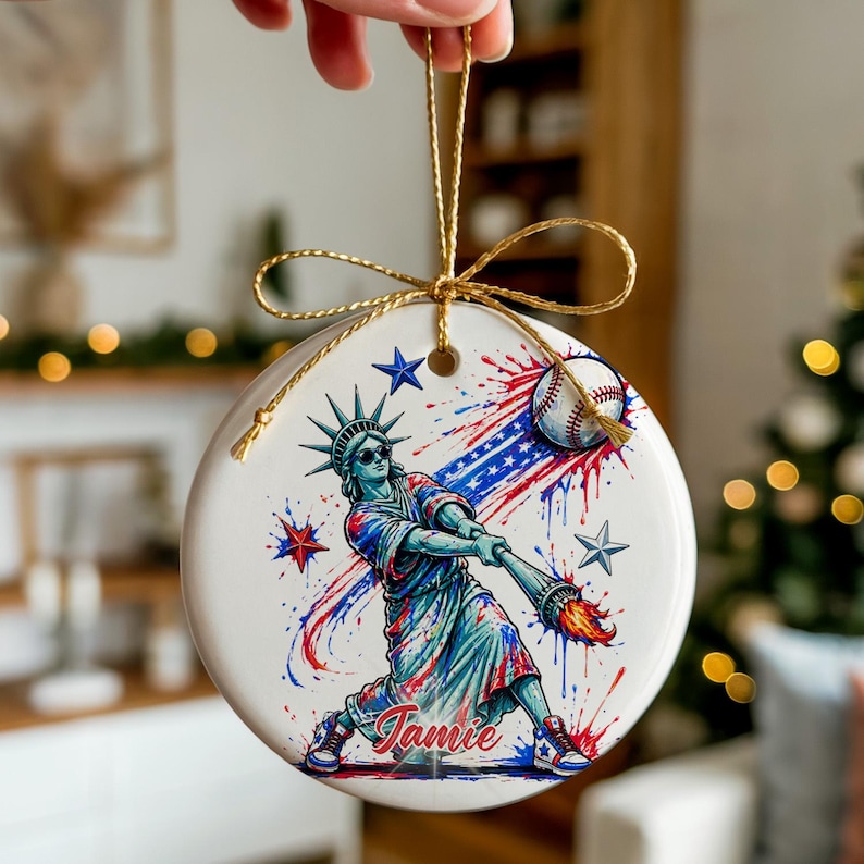 Personalized Liberty Baseball Ornament
