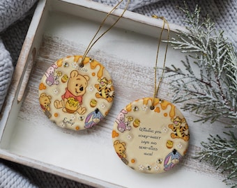 Winnie The Pooh, Newborn Ornament - Personalized Ceramic Keepsake | 2026 | Classic Holiday Style
