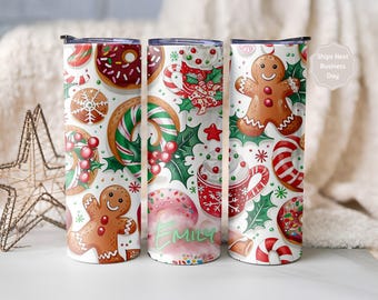 Copo térmico de Natal em formato de biscoito de gengibre: 590ml (20oz) em aço inoxidável.