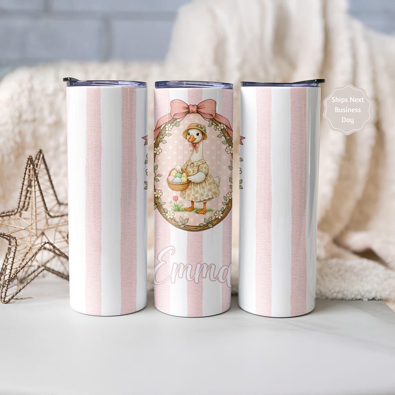 Personalized Easter Tumbler with Vintage Bunny