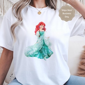 Fairy Tale Outfit Kids Girl Cotton T-Shirt, Ariel The Little Mermaid, Birthday Gift White