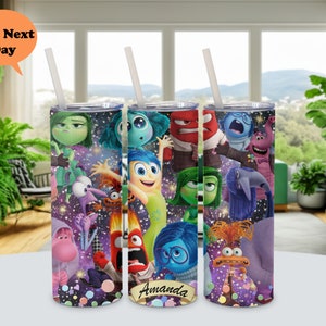 Custom Disney Inside Out Tumbler, Inside Out 2 Movie 2024,Joy Disgust Anger Sadness Fear Anxiety Envy Ennui Embarrassment, Kids Gift Tumbler