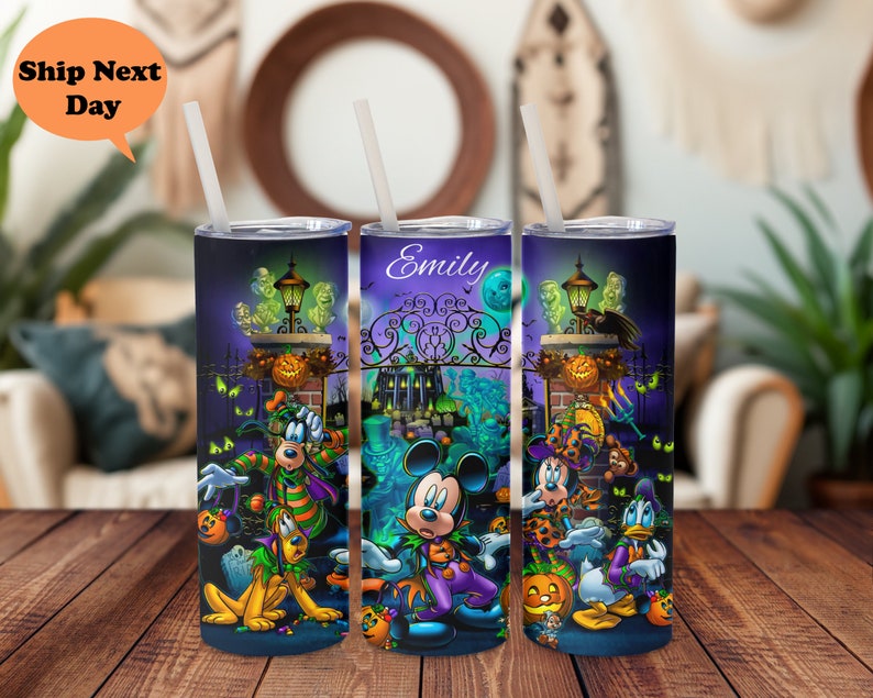 Personalized Tumbler, 20oz Disney Halloween Mickey Mouse Kids Cup, Custom Design image 5