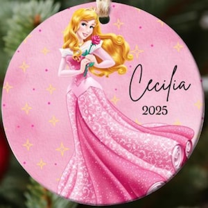 Personalized Aurora Christmas Ornament, Princess Aurora Ornament, Custom Disney Princess Christmas Ornaments, Birthday Girl Gift Ornament