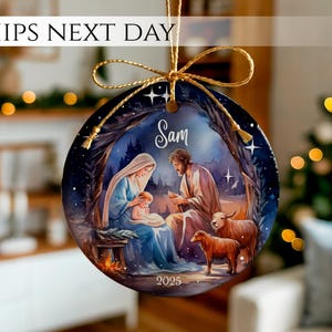 Aangepaste kerststal keramische kerstornament Heilige Maagd Maria Baby Jezus aquarel housewarming cadeau