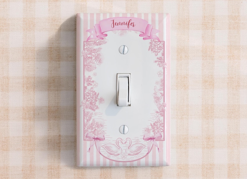 Personalized Pink Toile Light Switch Cover