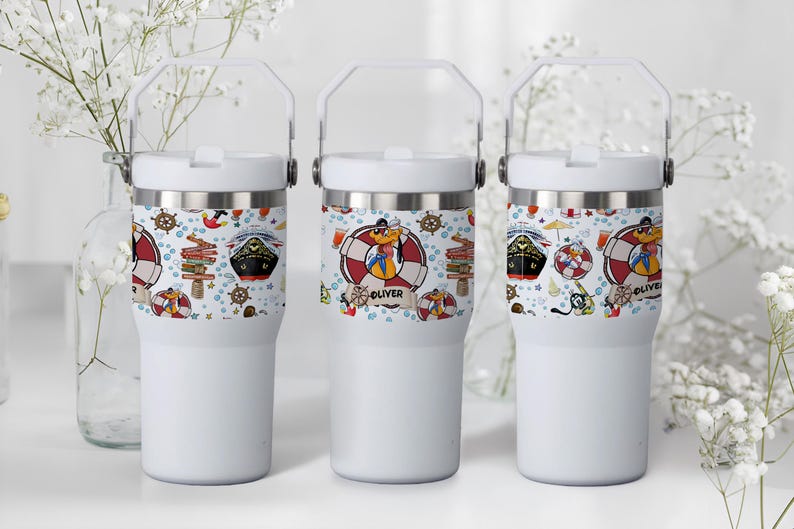 Personalized Disney Cruise Iceflow Tumbler 20oz Flip Top Insulated Handle Water Bottle Vacation Gift image 18