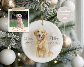 Watercolor Portrait Dog Lost Gift | Custom Memorial Ornament | Pet Loss Gifts for Dogs & Cats