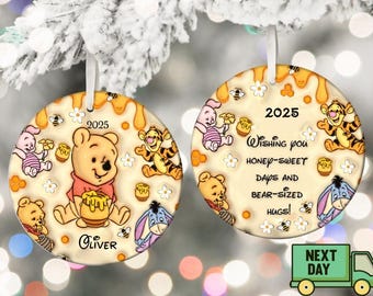 Adorno navideño personalizado de Winnie the Pooh para la primera Navidad del bebé (2026)