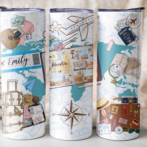 Vaso de aventura personalizado para espíritus viajeros: regalo de taza de viaje con ambiente vacacional