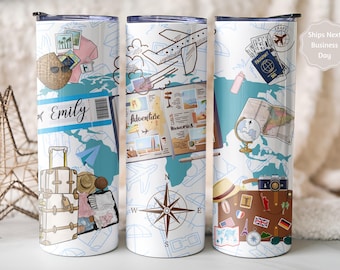 Personalized Adventure Tumbler for Wanderlust Soul - Vacation Vibes Travel Cup Gift