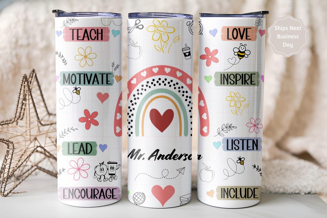 Personalized Teacher Tumbler, 20oz Stainless Steel, Appreciation Gift ...