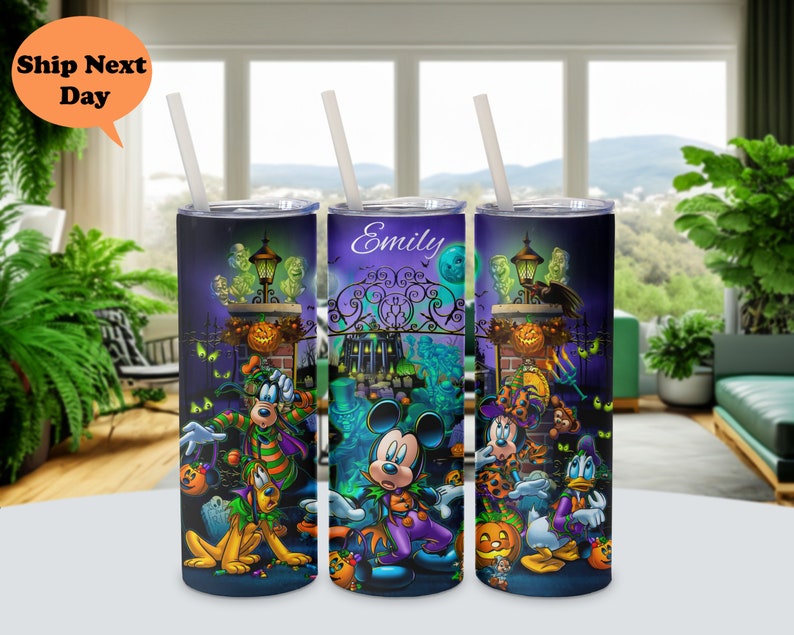 Personalized Tumbler, 20oz Disney Halloween Mickey Mouse Kids Cup, Custom Design image 1