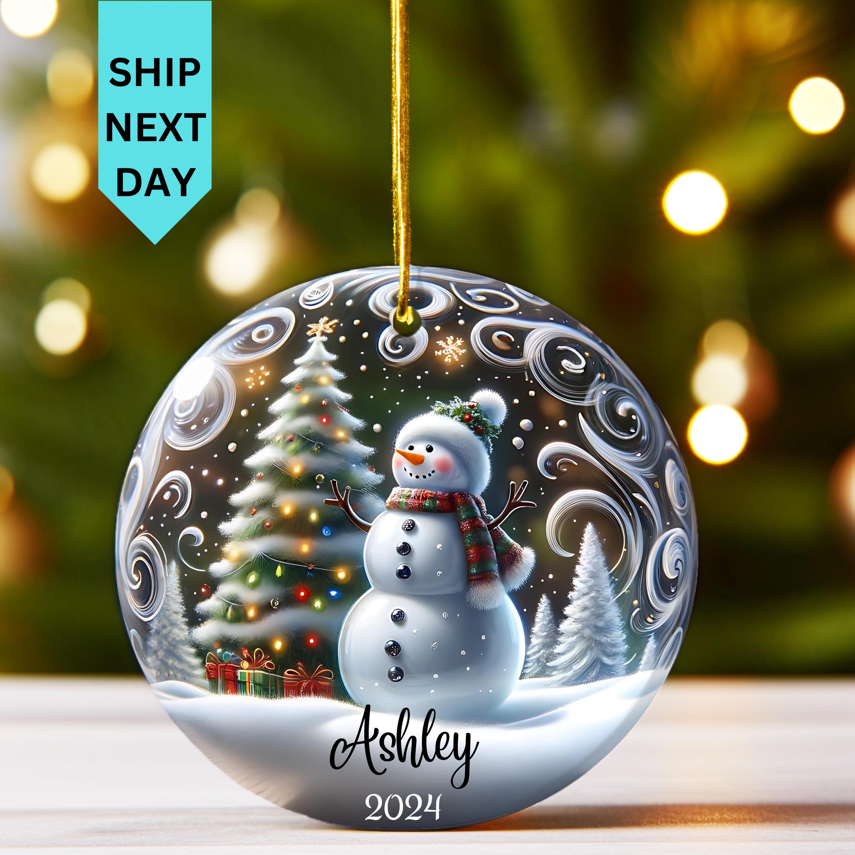 Custom Christmas Snowman Ornament, Winter Snowman Ornament, Ornament with Snowman, Christmas Gift ,Snowman Ornament , Christmas Snowman Gift