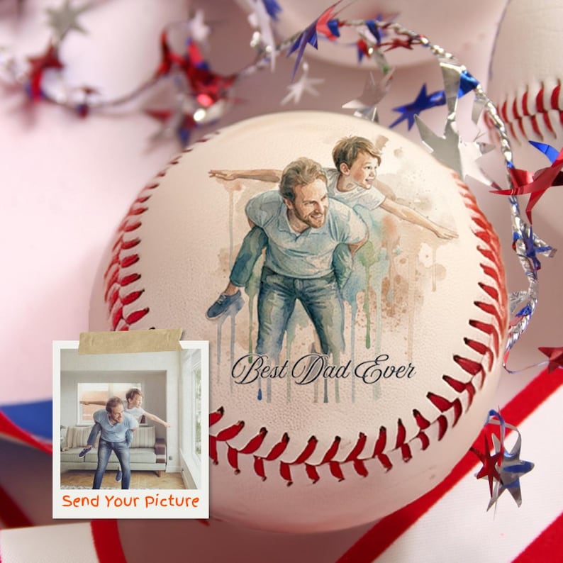 Personalized Watercolor Baseball Portrait