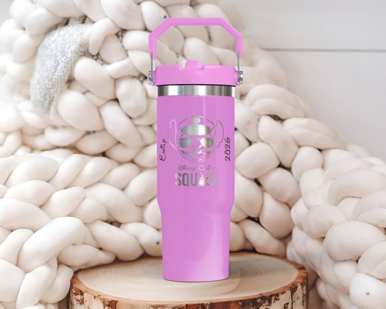Vaso Disney Cruise Squad / Grabado láser de 887 ml / Winnie the Pooh, Stitch, Chip y Elsa / 5 colores imagen 7