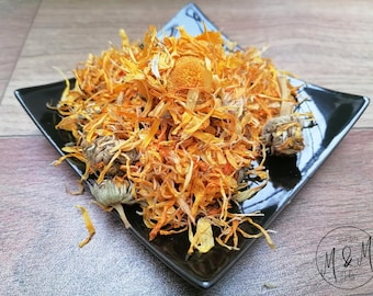 Calendula Flowers - Calendula officinalis L. / Organic dry -  flowers, petals / Herbal skin care, Tea, Remedy / Available from 1 oz to 4 lbs