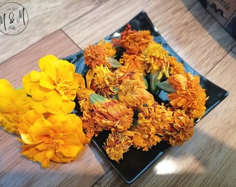 Fleur de souci - Tagetes Erecta L. / Fleurs séchées bio / Pétales, Graines, Confettis, Tisane, Remède / Disponible de 1 oz à 4 livres