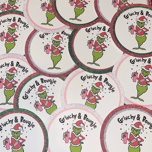 2.5 " Grinchy & Bougie Rounds| Christmas Cardstock Cutouts | Grinch Freshie Rounds| Freshie Supplies | Grinch Christmas | Funny Round Cutout