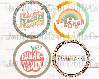 Teacher Round PNG| Teacher Appreciation Digital download| Digital Cardstock| Freshie Cardstock Download|Car coaster images| Instant download