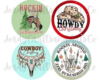 Christmas Digital download| Western Christmas rounds PNG| Digital cardstock| Freshie Cardstock Download|Car coaster images| Instant download