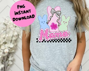 Checkered Easter Mama Bunny Coquette Bow PNG| Girly pastel Retro Easter Mama png| Preppy Easter Png| Easter Coquette png| Peep png | Easter