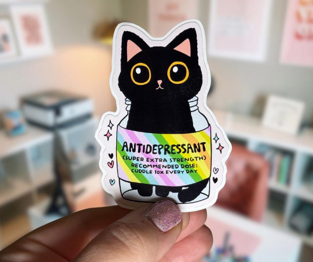 Black Cat Vinyl Decal Sticker | Waterproof Sticker | 3in Laptop Sticker ...