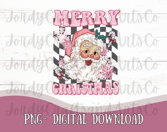 Retro Santa PNG| Merry Christmas Santa PNG | Sublimation Christmas png |Digital Download Png Girly Christmas | Retro Holidays| Santa image