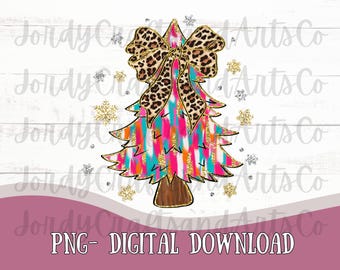 Coquette Christmas Tree PNG| Colorful Christmas PNG| Sublimation Design|Digital Download Png| Cheetah Christmas Download PNG|Girly Christmas