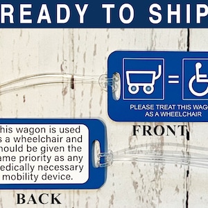 Aluminum Wagon as Wheelchair Double-Sided OSHA Blue Prioritize Tag