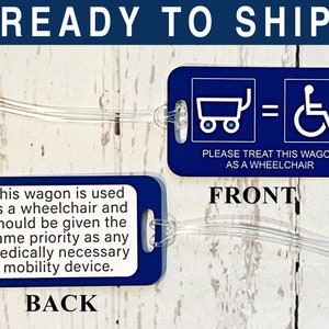 Aluminum Wagon as Wheelchair Double-Sided Federal Blue Prioritize Tag