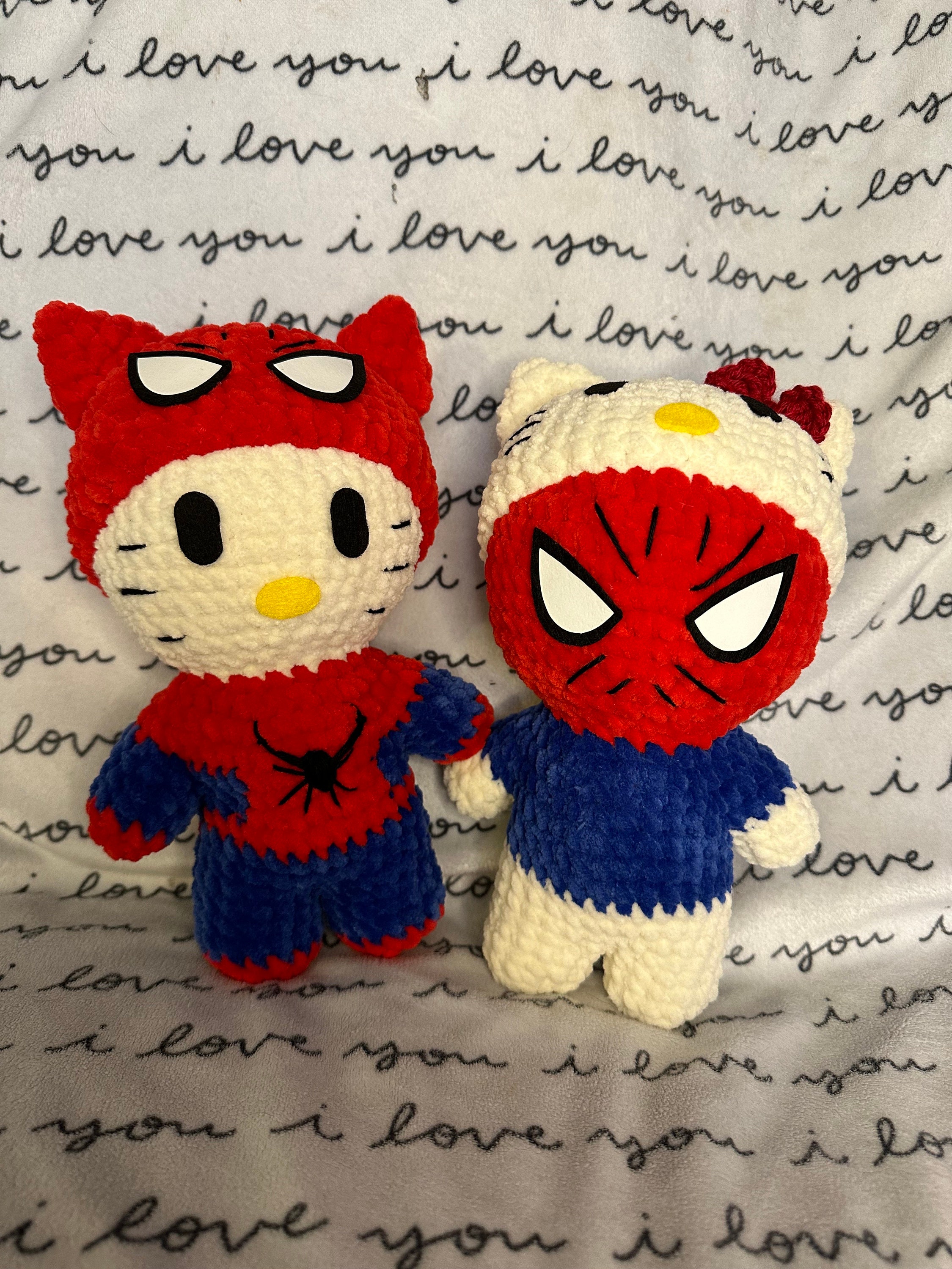 Hello Kitty/spiderman Crochet Plushie, Soft Hand Made, Made to Order - Etsy