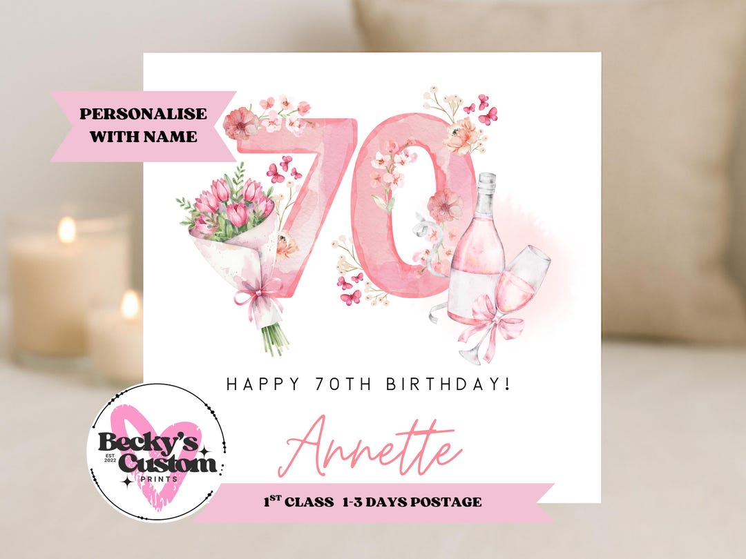 70th Birthday Card for Her - Personalised 70th Birthday Card - Special ...