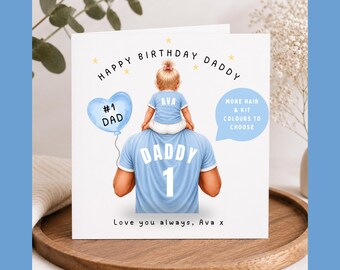 First Birthday as Daddy Card, Personalised Birthday Card from Baby Girl, First Birthday Together Card, Football Dad Birthday Card