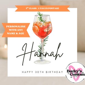 Cocktail Spritz Birthday Card - Cocktail Card For Her - Personalised afbeelding 1