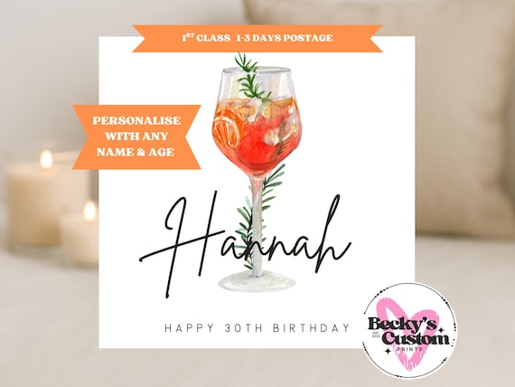 Cocktail Spritz Birthday Card - Cocktail Card For Her - Personalised