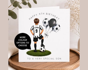 Personalised Football Birthday Card For Son, Boys Football Card, Custom Football Kit Birthday Card, Soccer Birthday Card Boy